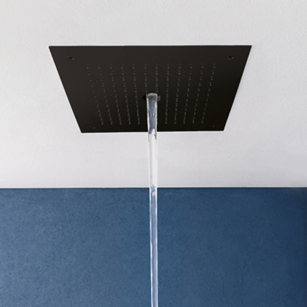 Product Lifestyle image of the Crosswater MPRO Stream Matt Black Recessed Shower Head